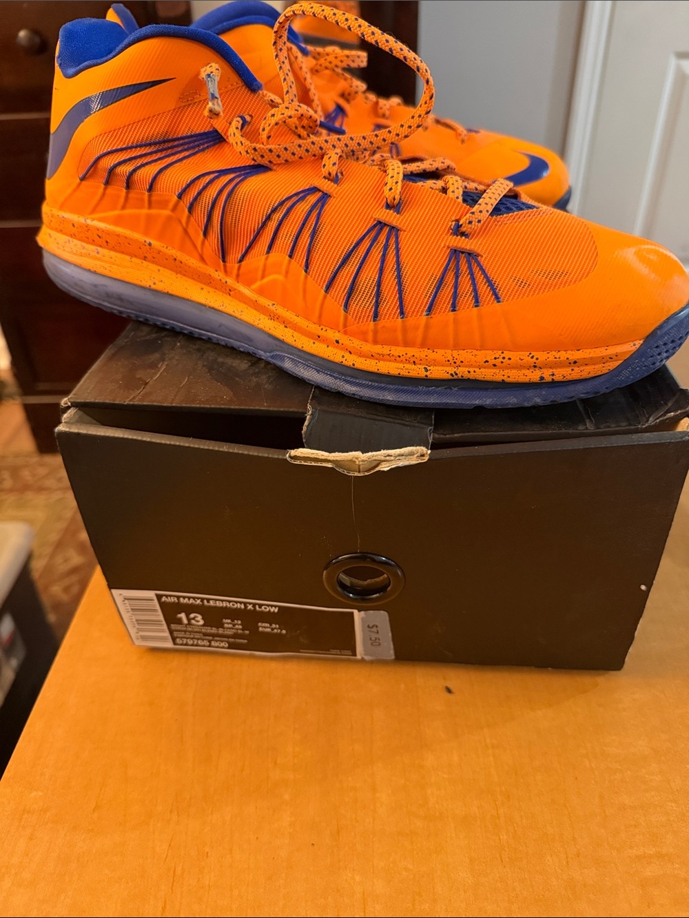 Nike Bright Orange Basketball Sneakers with Royal Blue Accents
